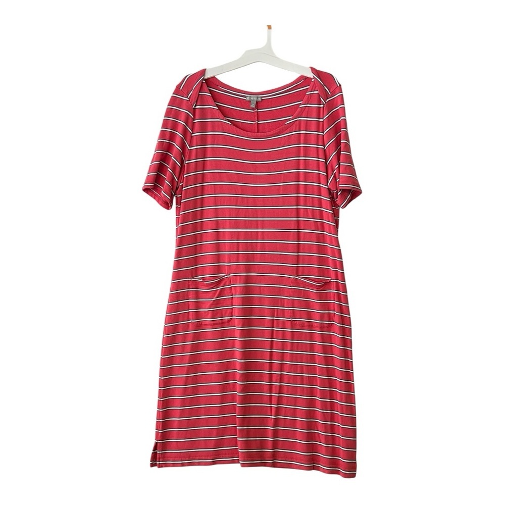 🌸2/$20 T by Talbots Women's Patch Pocket Stripe Dress- Scoop-Neck Size M - Picture 2 of 9